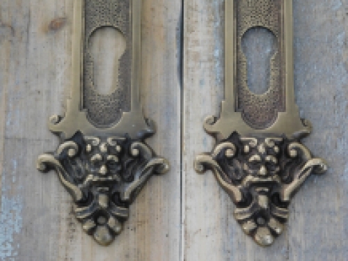 Set Türbeschläge Messing, antik - Türschilder sehr dekorativ mit Engeln - Griffe mit Porzellan