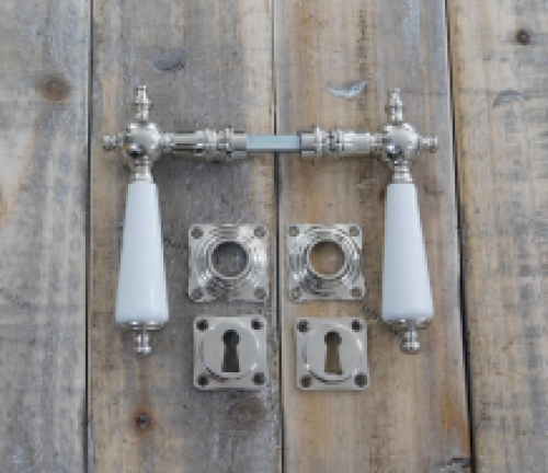 Türgarnitur für antike Türen, Nickel polierte Keramik-Türknöpfe im Retro-Design, antik