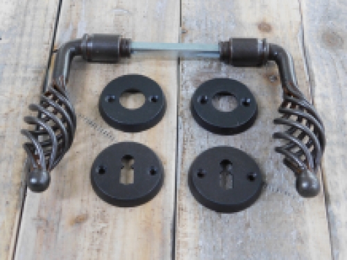 Set of door hardware for internal doors - antique iron brown - soldered handles