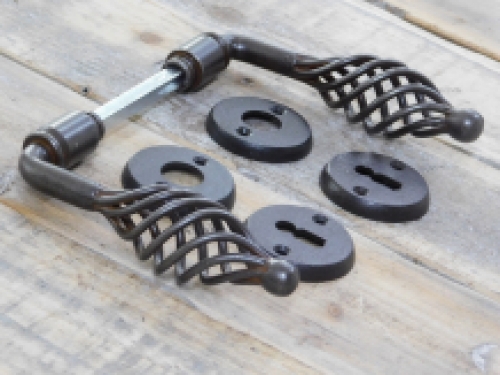Set of door hardware for internal doors - antique iron brown - soldered handles