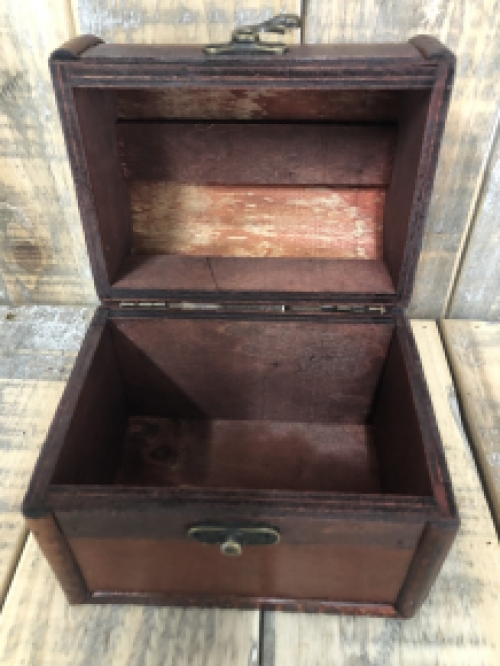 Beautiful colonial wooden box with beautiful fittings, storage box-S.