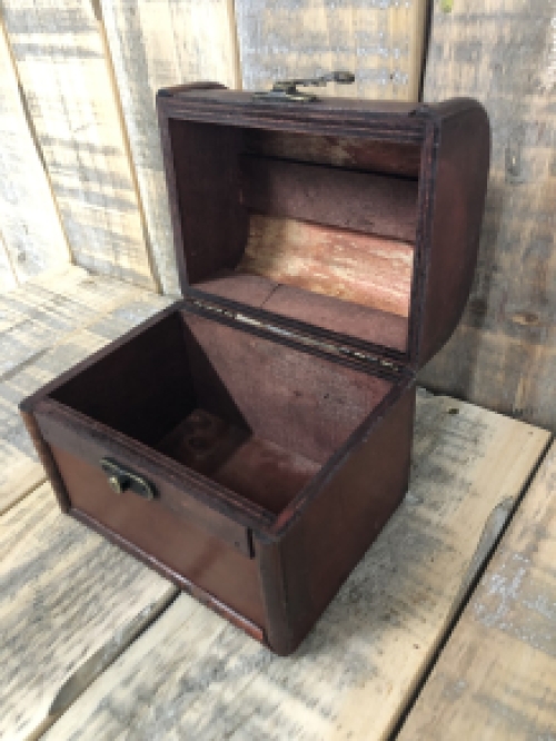 Beautiful colonial wooden box with beautiful fittings, storage box-S.