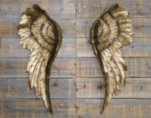 Set of 2 angel wings - gold - resin - wall ornament