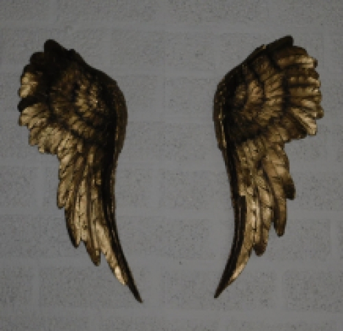 Set of 2 angel wings - gold - resin - wall ornament