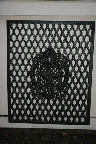 Cast iron door window grille, wall ornament, beautiful wrought iron piece.