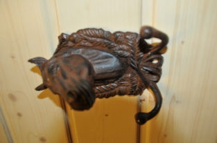 Cast iron-brown horse head with double coat hook, beautiful!!