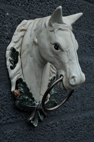 Handdoekring Paard - Gietijzer wit/rust - Handdoekhouder