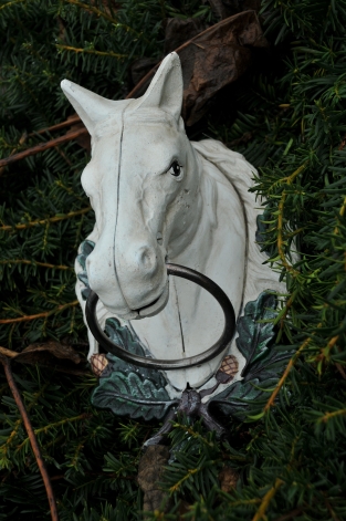 Handdoekring Paard - Gietijzer wit/rust - Handdoekhouder