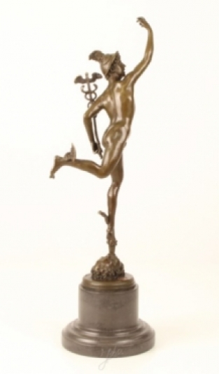 Bronze statue figurine mercury.