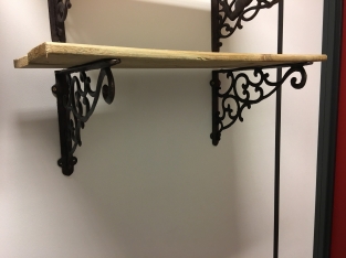 Pair of shelf supports, hanging bracket, cast iron rust brown