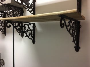 Pair of shelf supports, hanging bracket, cast iron rust brown