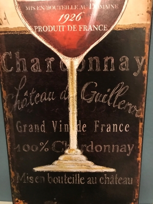 1 x Metal design sign with a beautifully painted wine glass and text influences.