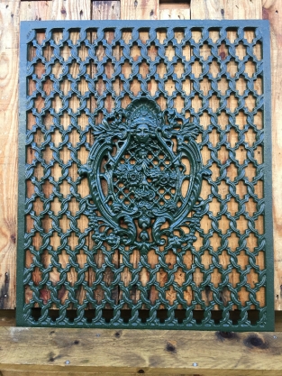 Cast iron door window grille, wall ornament, beautiful wrought iron piece.