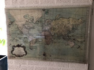 Wanddecoratie kunst op glas, Full color world-map, zeer fraai!!