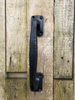 Door handle Square made of solid iron - large- black coated.