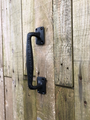 Door handle Square made of solid iron - large- black coated.