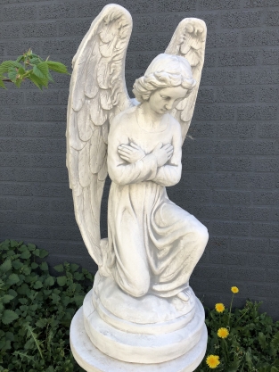 Angel - weatherproof, kneeling, full of stone, large statue.