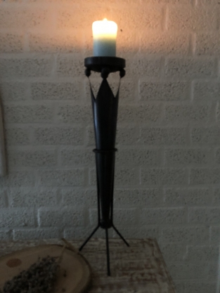 Beautiful standing metal castle torch with crown