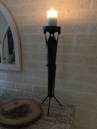 Beautiful standing metal castle torch with crown