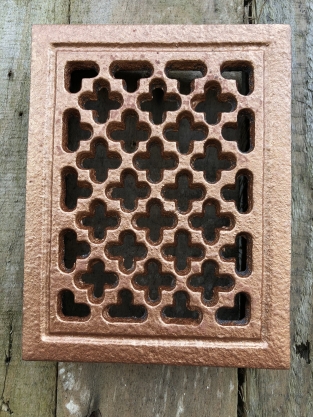 1 hot air/ventilation grille for fireplace, rectangular, cast iron color-bronze-copper