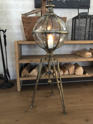 Metal candle holder with glass ball on base, very beautiful!!