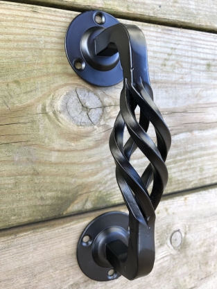 Wrought iron door handle for door, beautiful turned open handle small