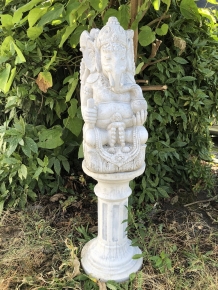 Statue Ganesha auf Sockel, ein hinduistischer Gott, Vollsteinstatue!