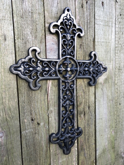 Large Cross | Cast iron | Silver Grey with Black | Wall decoration
