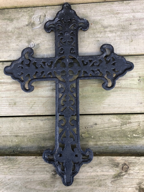 Large Cross | Cast iron | Silver Grey with Black | Wall decoration