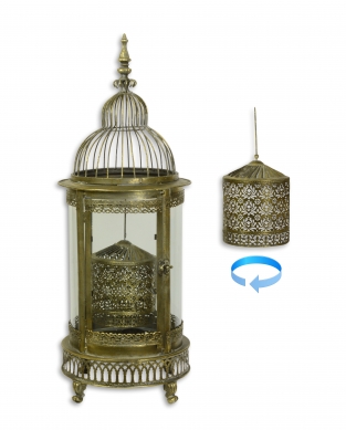 Beautiful metal lantern with separate fire hood and cut glass.
