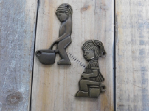 Toilet door plates toilet door sign - brass - for toilet, boy + girl