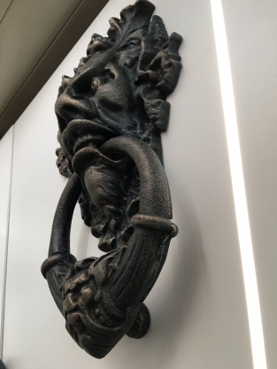 Cast iron door knocker with devil's head, very distinctive and beautiful!