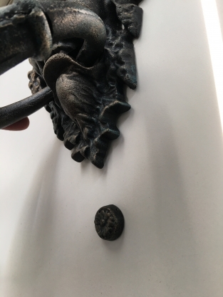 Cast iron door knocker with devil's head, very distinctive and beautiful!