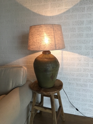 Unieke prachtige lamp op originele oude Azeatische water-kruik!!
