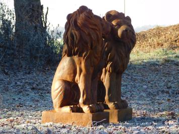 Zittende leeuw - polystone - rechts kijken - oxid