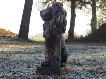 Sitzender Löwe - Polystone - rechts schauend - Kupferoptik