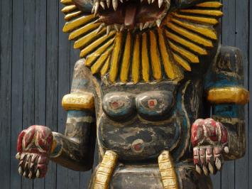 Historical Balinese tiger black II XXL - handmade of wood - authentic