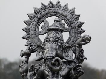 Ganesha XL - silbergrau mit schwarz - Polystone