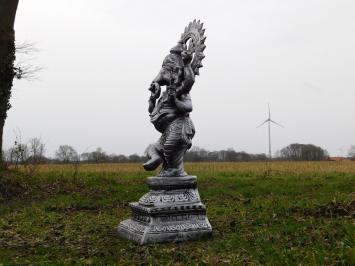 Ganesha XL - zilvergrijs met zwart - polystone