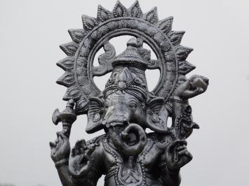 Ganesha XL - silver grey with black - polystone