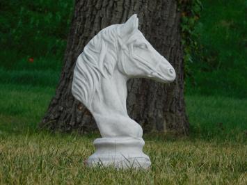 Statue Horse's head - full stone - white with grey shades