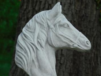 Statue Pferdekopf - Vollstein - weiß mit Grautönen