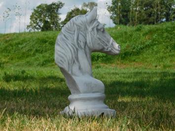 Statue Pferdekopf - Vollstein - weiß mit Grautönen