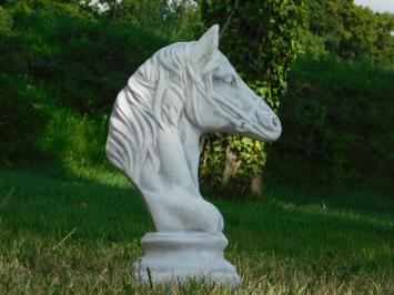 Statue Pferdekopf - Vollstein - weiß mit Grautönen