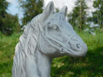 Statue Horse's head - full stone - white with grey shades