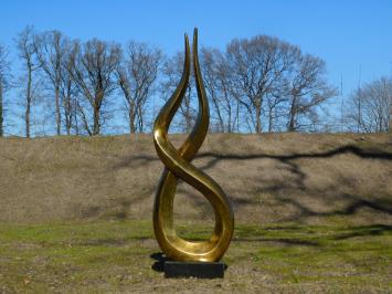 Große abstrakte Skulptur X - Alu-Messing - auf Granitsockel