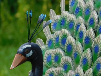 Statue Pfau XL - Metall - vollfarbig