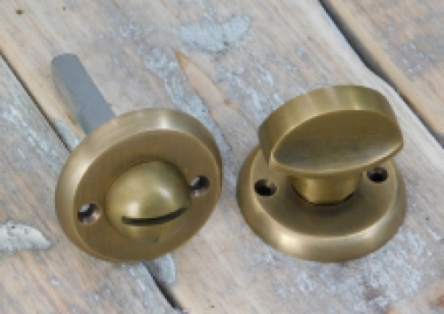 Rotary lock, polished brass for toilet or bathroom