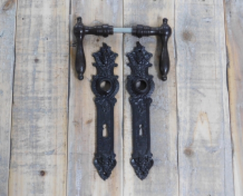Pair of door handles cotta, 2 x long plate angels, - for doors - room door locks, dark brown