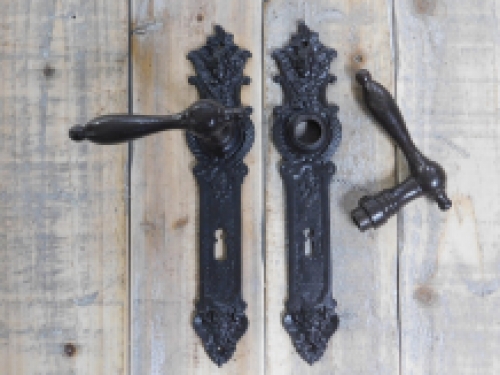Pair of door handles cotta, 2 x long plate angels, - for doors - room door locks, dark brown